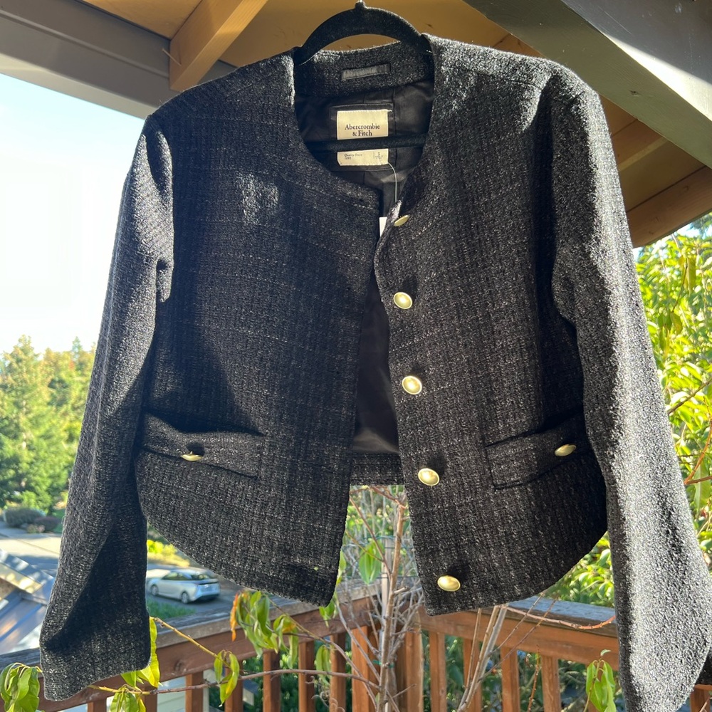 NWT Abercrombie & Fitch Collarless Tweed Jacket